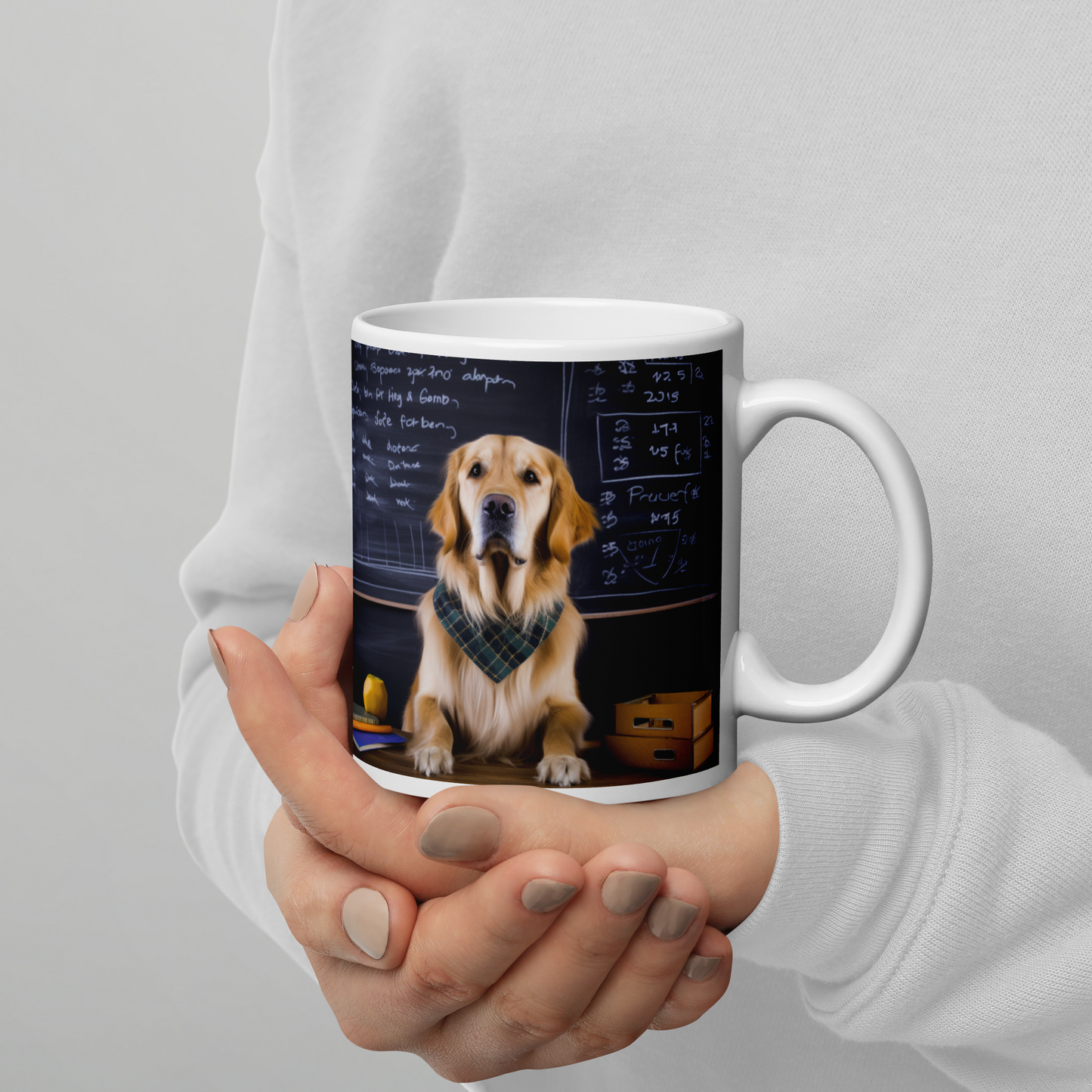 Golden Retriever Teacher White glossy mug