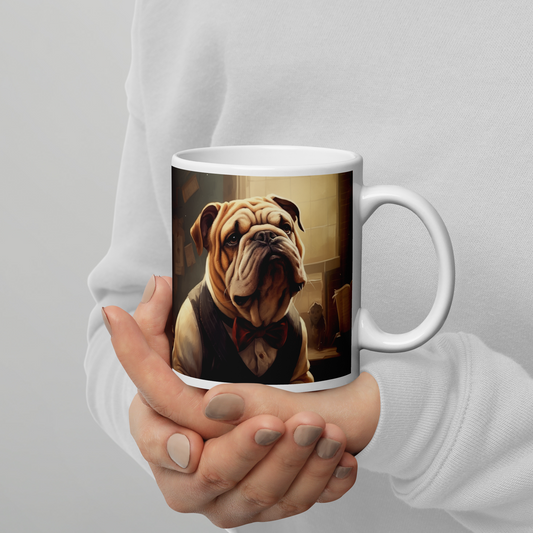 Bulldog Teacher White glossy mug