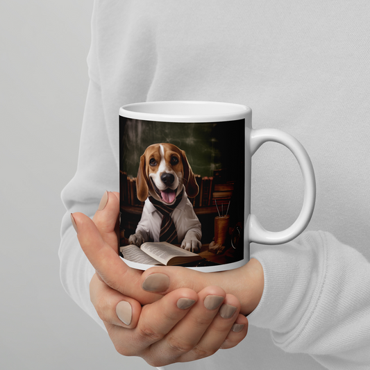 Beagle Teacher White glossy mug