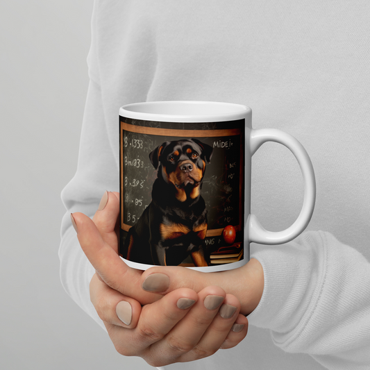 Rottweiler Teacher White glossy mug