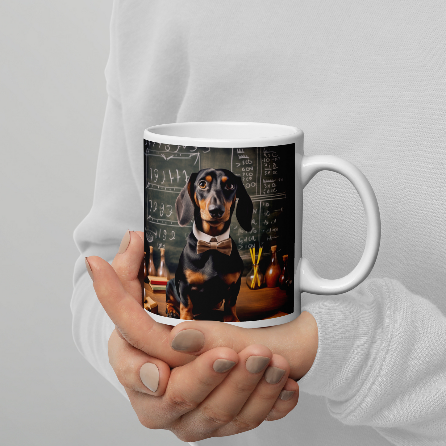 Dachshund Teacher White glossy mug