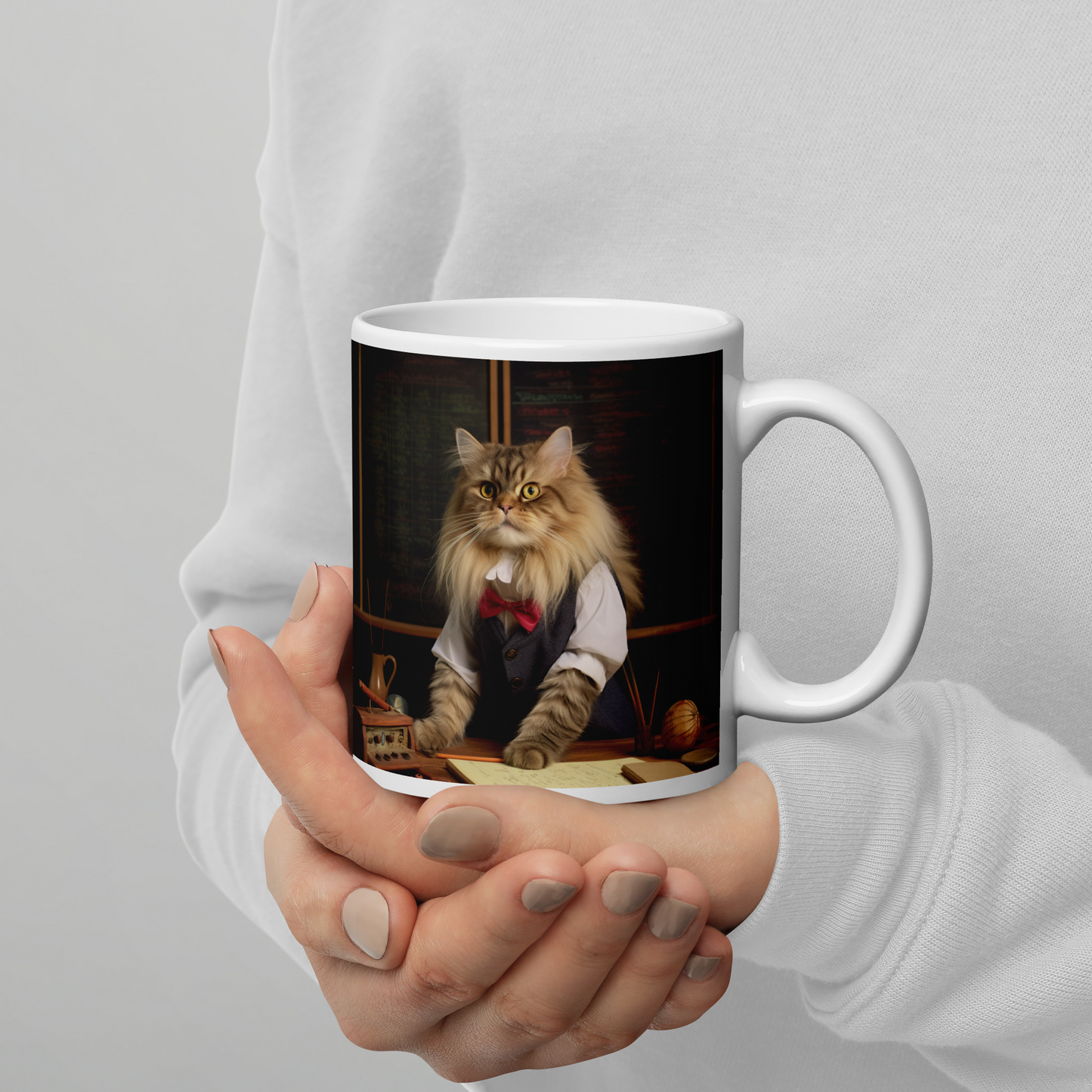 Maine Coon Teacher White glossy mug