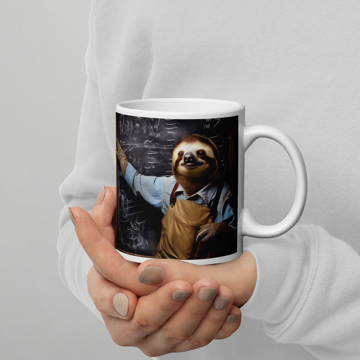 Sloth Teacher White glossy mug