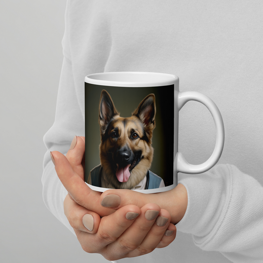 German Shepherd Nurse White glossy mug