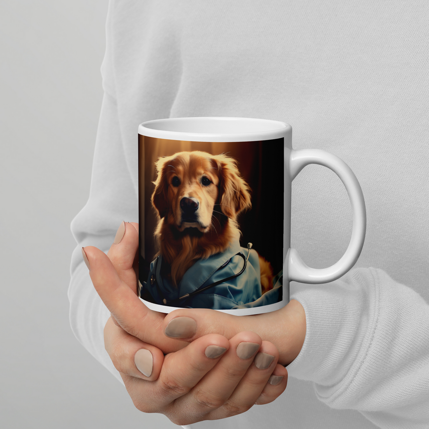 Golden Retriever Nurse White glossy mug