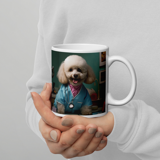 Poodle Nurse White glossy mug