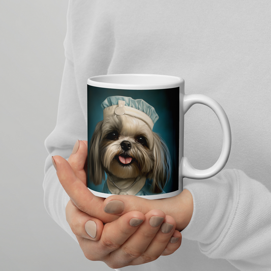 Yorkshire Terrier Nurse White glossy mug