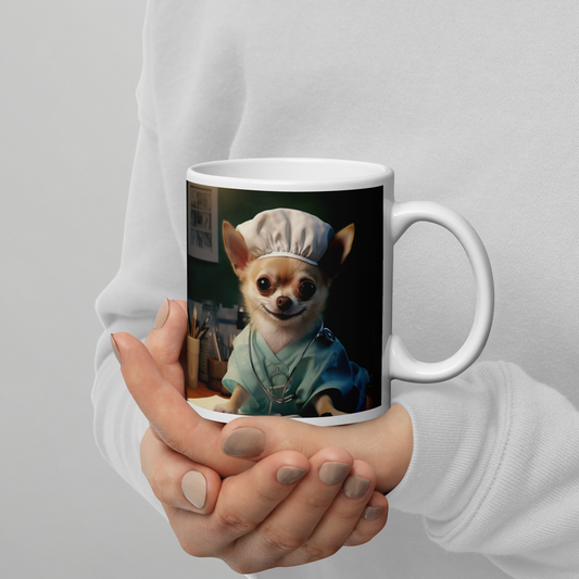 Chihuahua Nurse White glossy mug