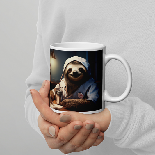 Sloth Nurse White glossy mug