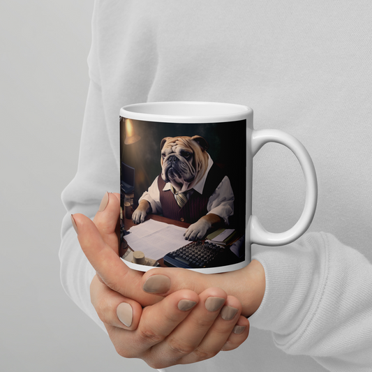 Bulldog Accountant White glossy mug