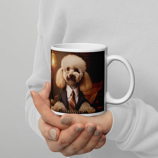 Poodle Accountant White glossy mug