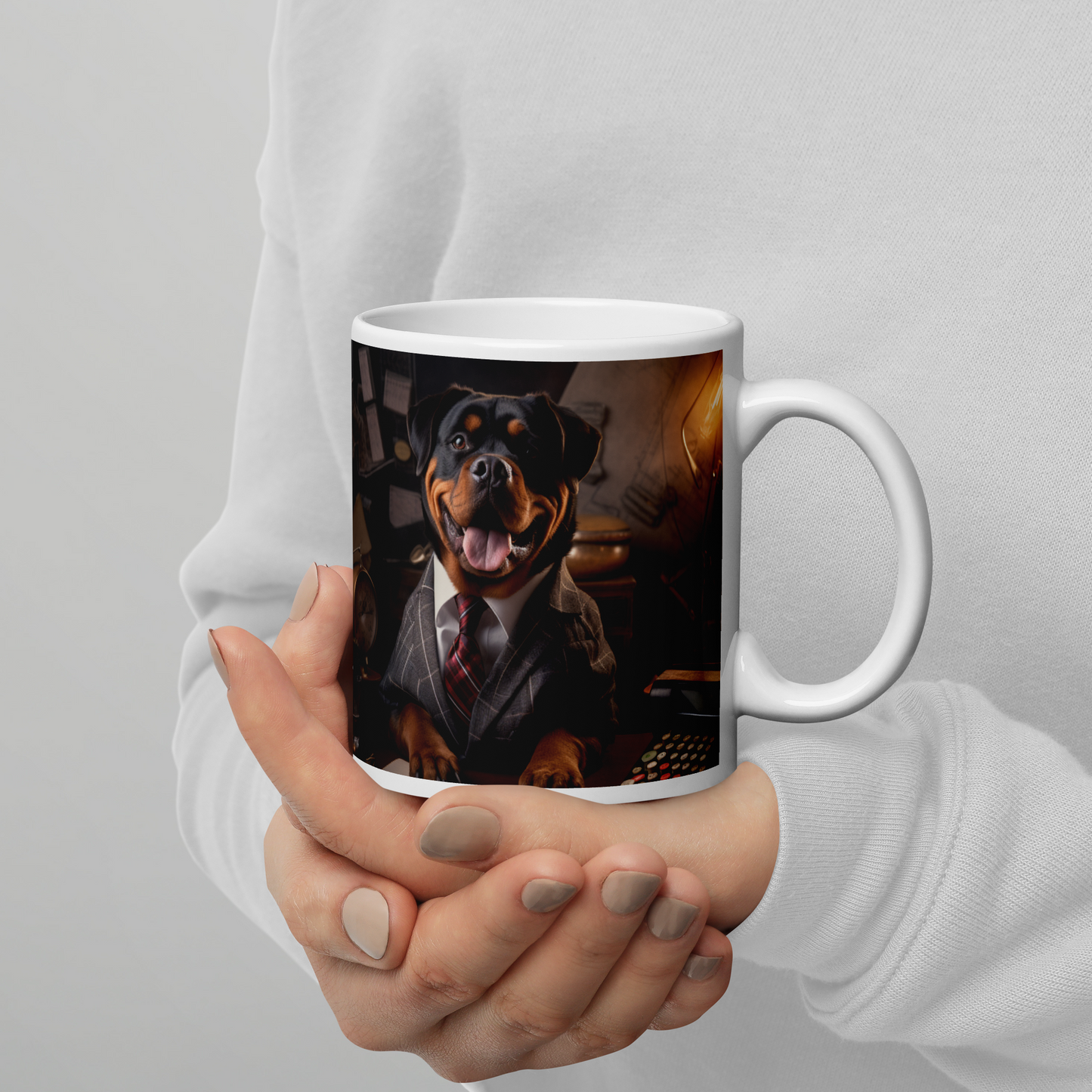 Rottweiler Accountant White glossy mug