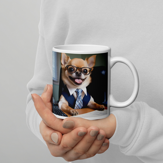 Chihuahua Accountant White glossy mug