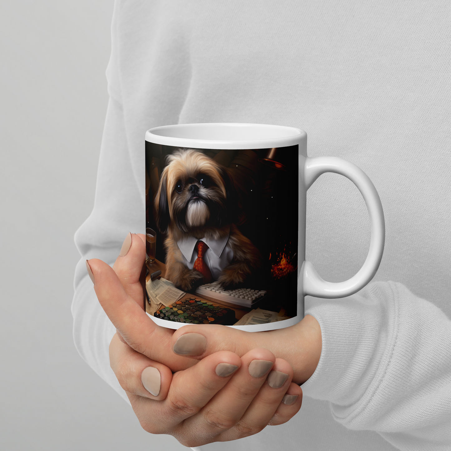 Shih Tzu Accountant White glossy mug