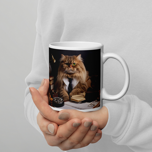 Maine Coon Accountant White glossy mug