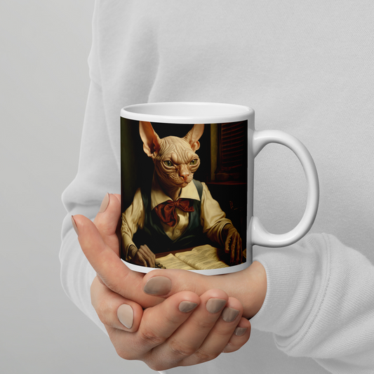 Sphynx Accountant White glossy mug