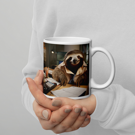 Sloth Accountant White glossy mug