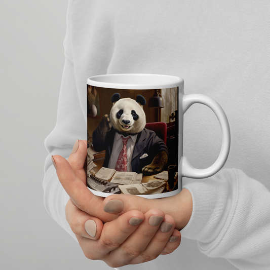 Panda Accountant White glossy mug