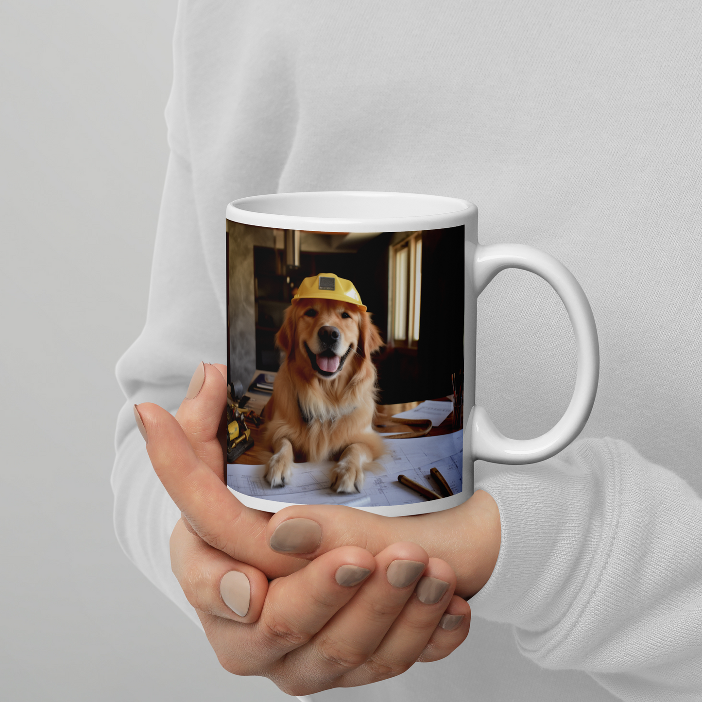 Golden Retriever Architect White glossy mug