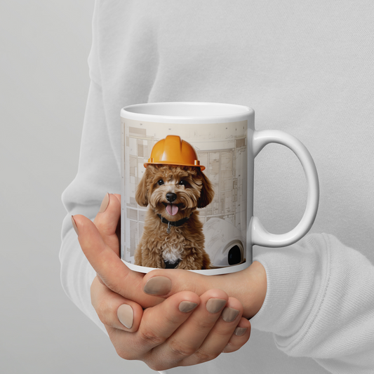 Poodle Architect White glossy mug