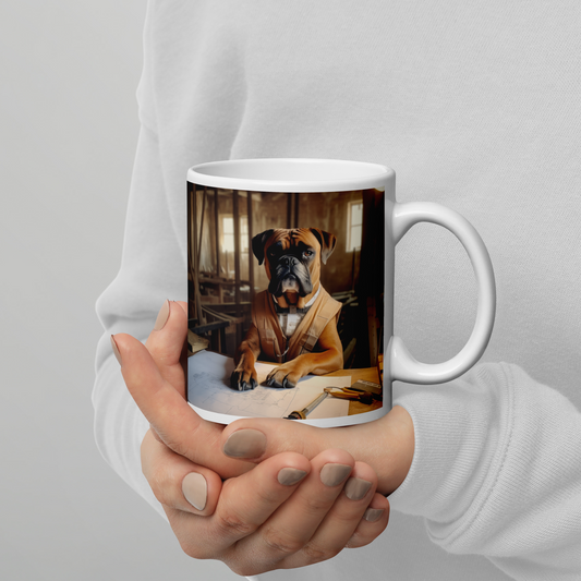 Boxer Architect White glossy mug