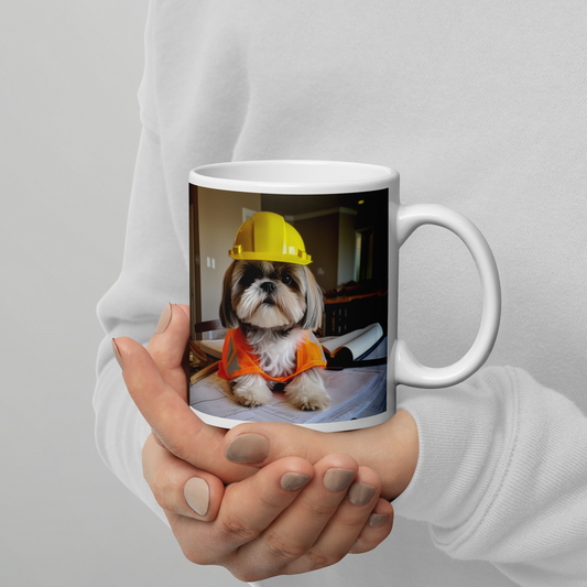 Shih Tzu Architect White glossy mug