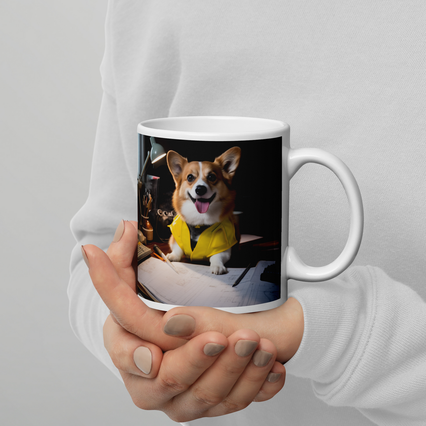 Pembroke Welsh Corgi Architect White glossy mug