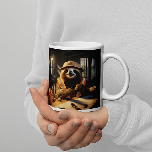 Sloth Architect White glossy mug