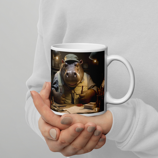 Hippo Architect White glossy mug