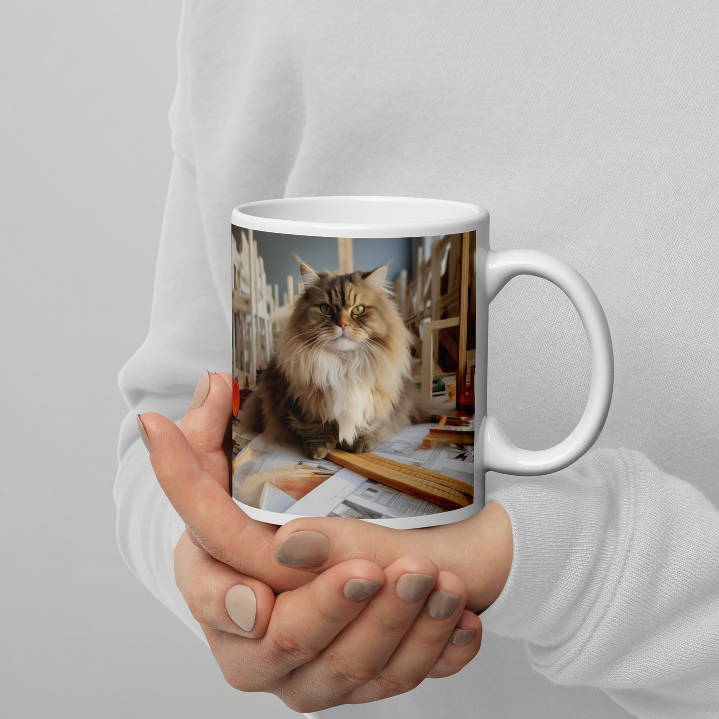 Maine Coon Architect White glossy mug