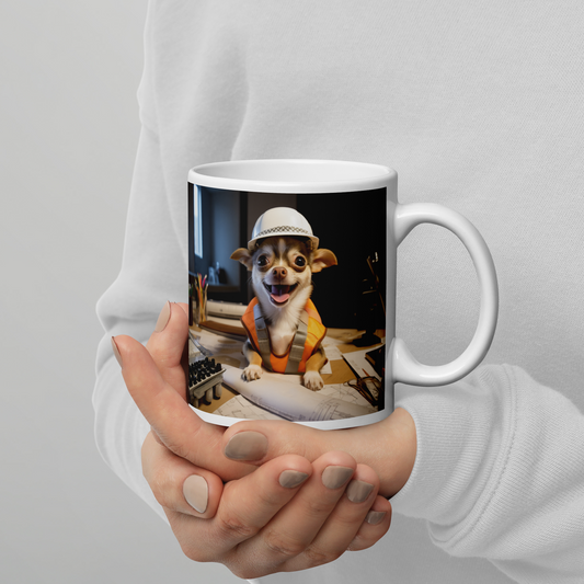 Chihuahua Architect White glossy mug