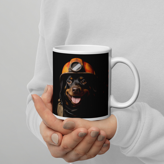 Rottweiler Firefighter White glossy mug