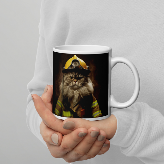 Persian Firefighter White glossy mug