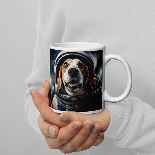 Beagle Astronaut White glossy mug