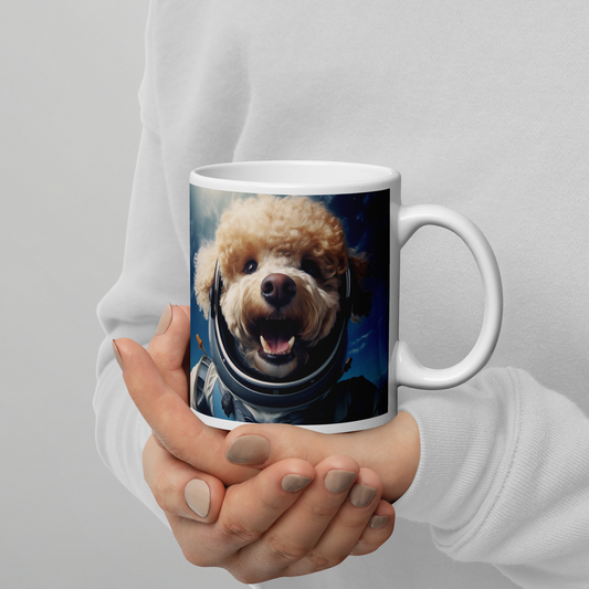 Poodle Astronaut White glossy mug
