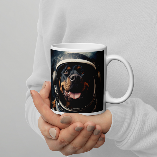 Rottweiler Astronaut White glossy mug