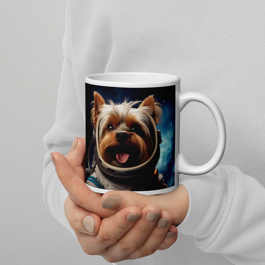 Yorkshire Terrier Astronaut White glossy mug