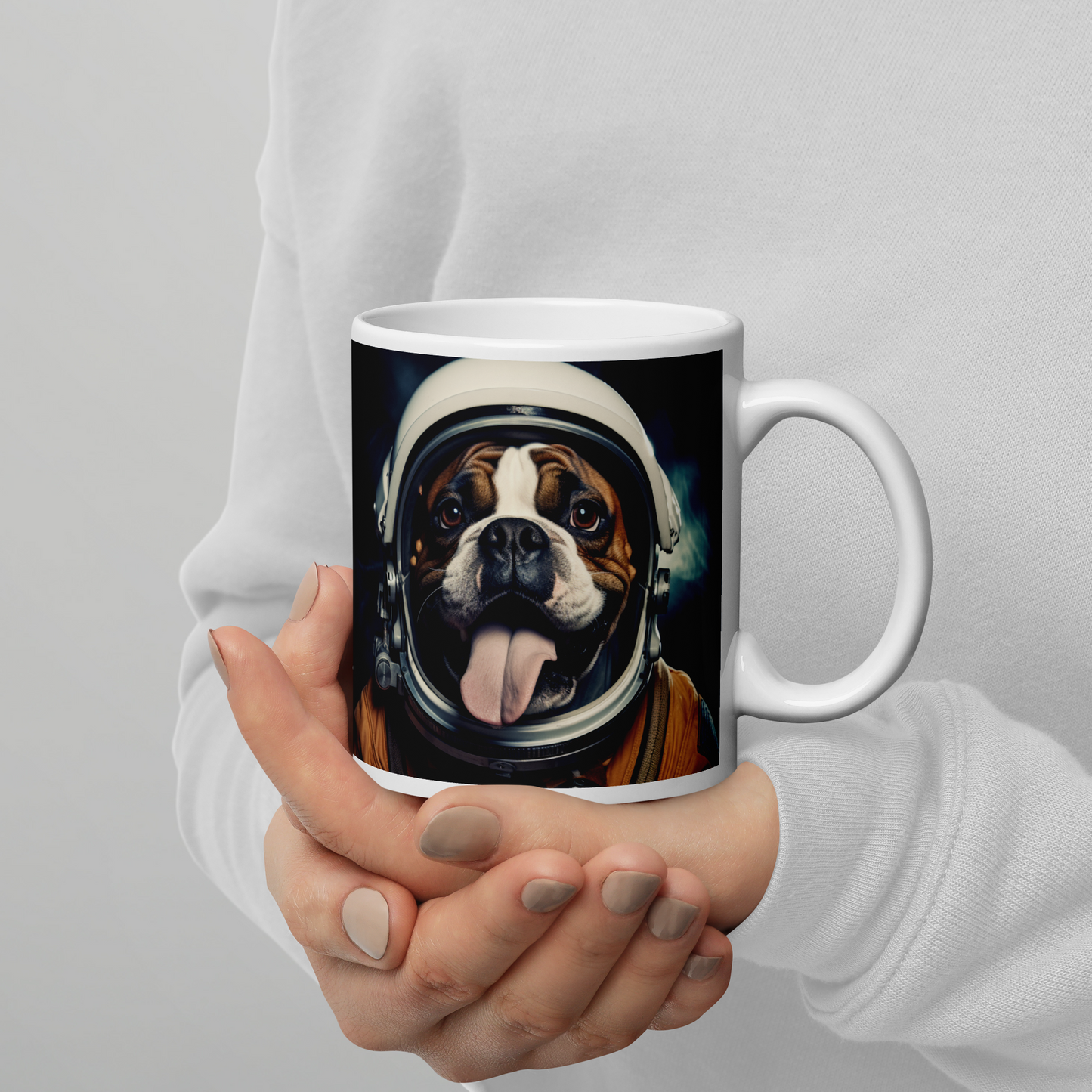 Boxer Astronaut White glossy mug