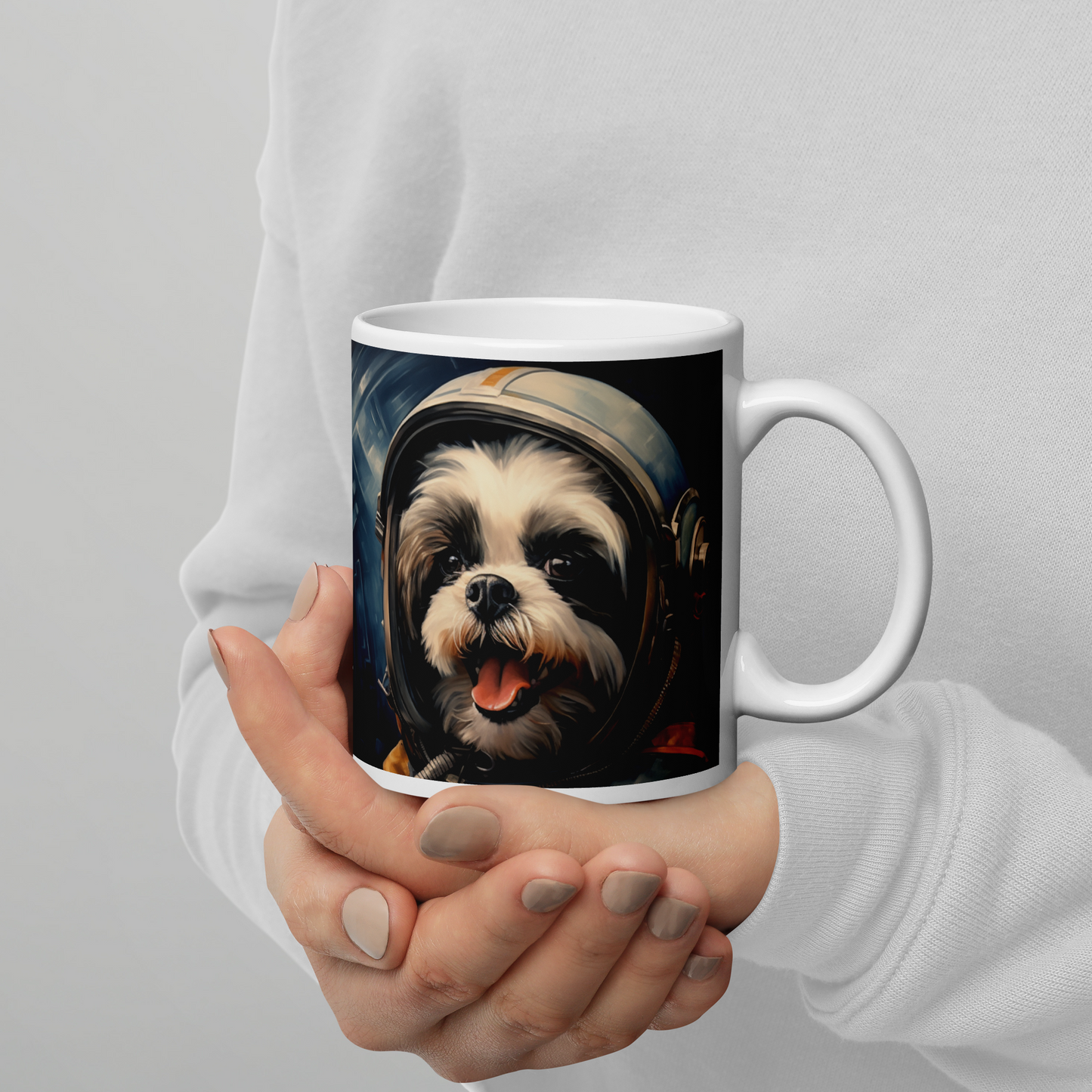 Shih Tzu Astronaut White glossy mug