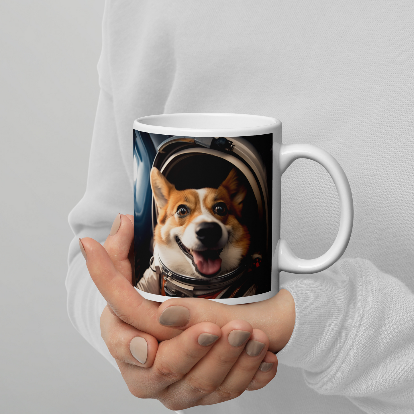 Pembroke Welsh Corgi Astronaut White glossy mug