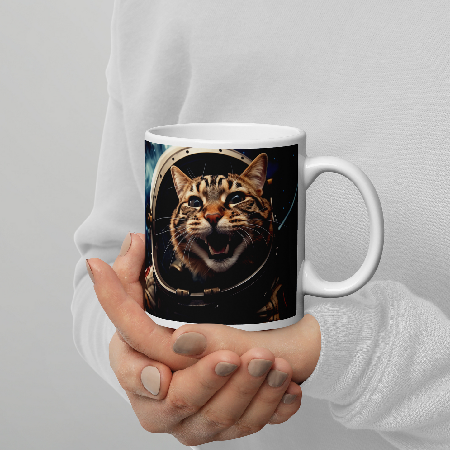 Bengal Astronaut White glossy mug