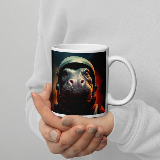 Hippo Astronaut White glossy mug