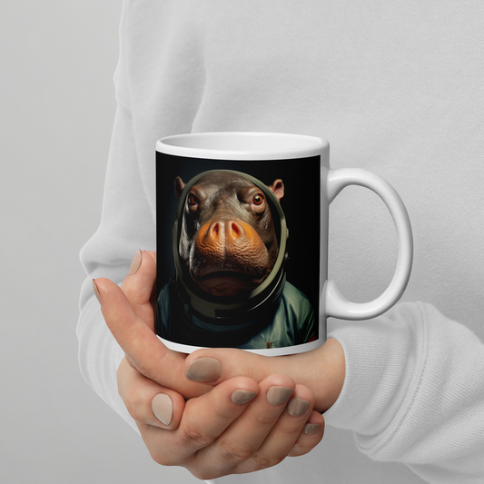 Hippo Astronaut White glossy mug