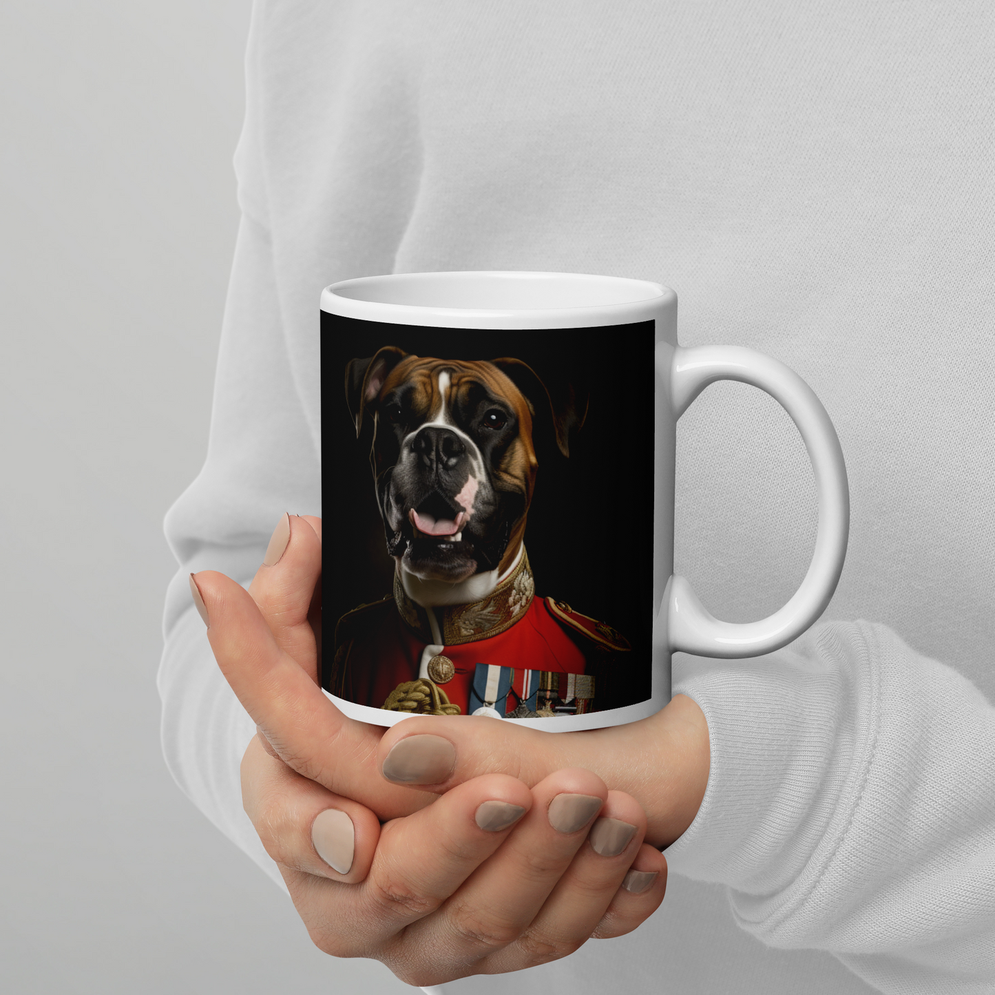 Boxer BritishRoyalGuard White glossy mug