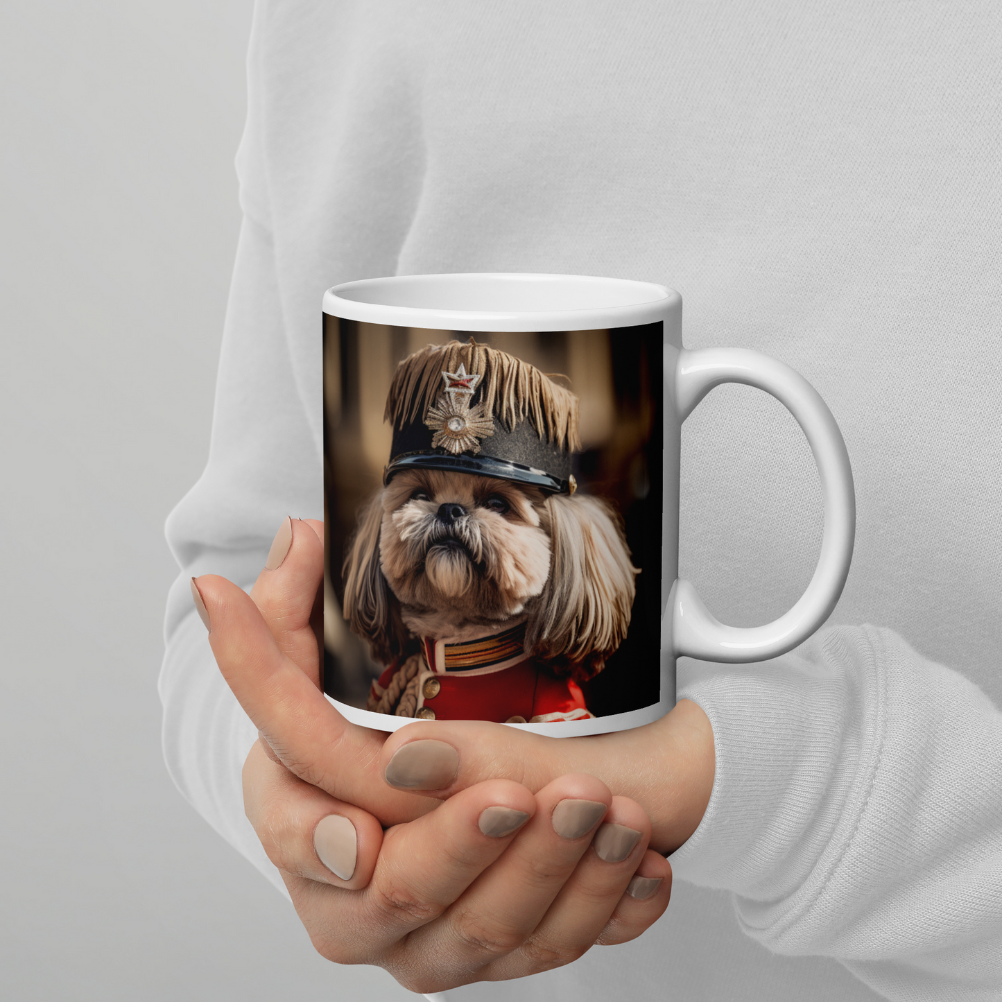 Shih Tzu BritishRoyalGuard White glossy mug