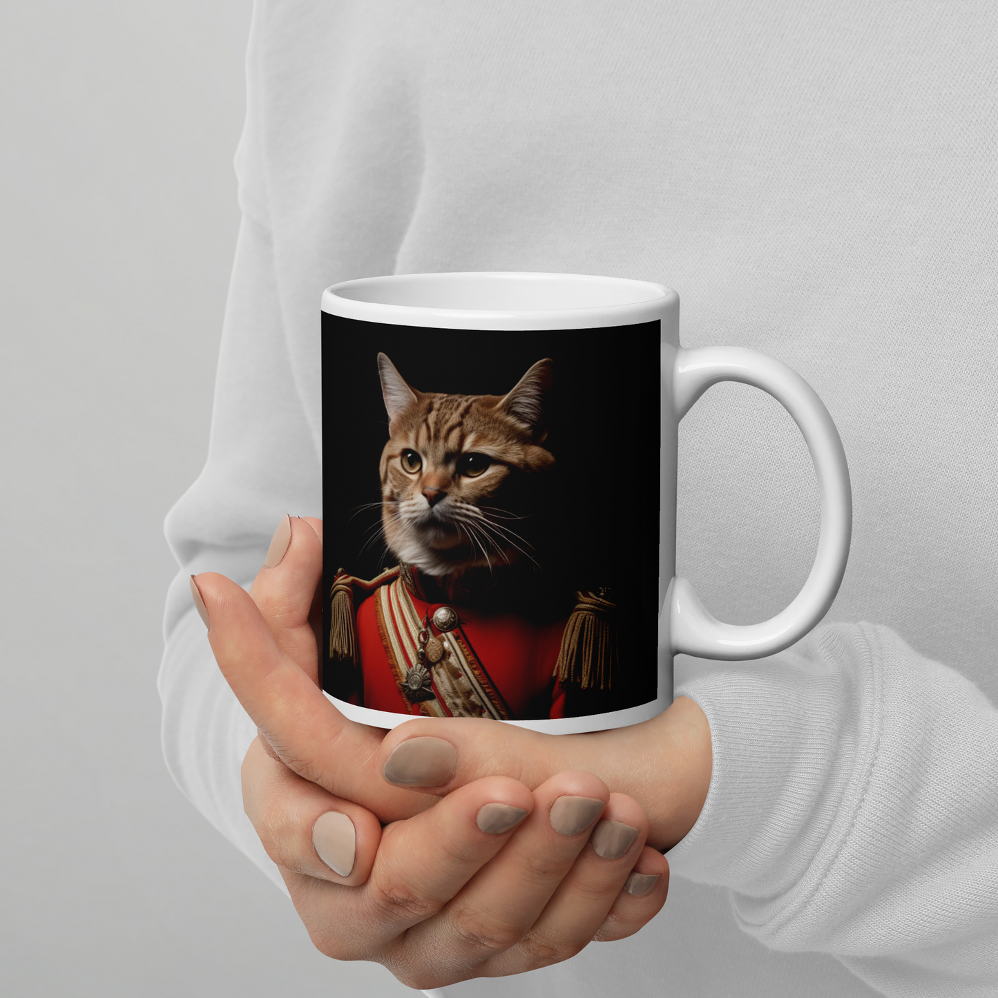 Domestic Shorthair BritishRoyalGuard White glossy mug