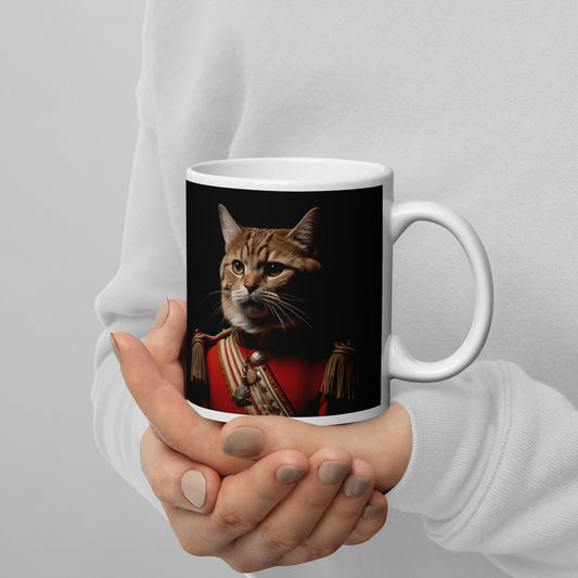 Domestic Shorthair BritishRoyalGuard White glossy mug