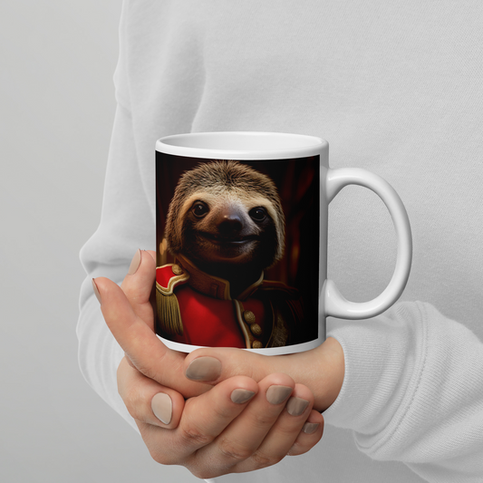 Sloth BritishRoyalGuard White glossy mug