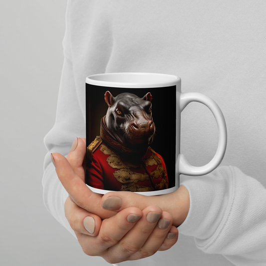 Hippo BritishRoyalGuard White glossy mug