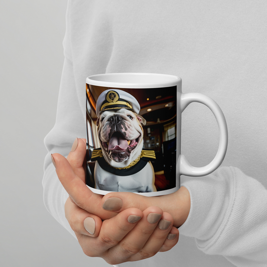 Bulldog CruiseShipCaptain White glossy mug